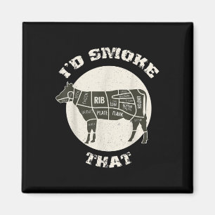 Id Smoke That Funny Cow Bbq Shirt Grilling Barbequ Magnet