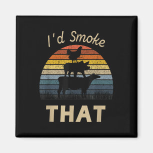 Id Smoke That Funny Grill Bbq Vintage Meat Smoker Magnet