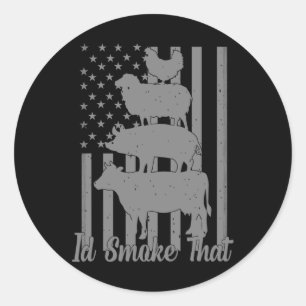 Id Smoke That Funny Grilling I'd Smoke That Us Fla Classic Round Sticker
