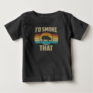Id Smoke That Funny Retro BBQ Pig Meat Grill Gifts Baby T-Shirt