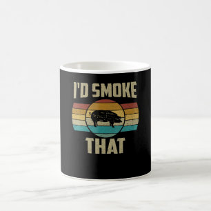 Id Smoke That Funny Retro BBQ Pig Meat Grill Gifts Coffee Mug