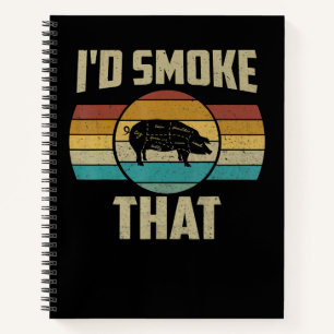 Id Smoke That Funny Retro BBQ Pig Meat Grill Gifts Notebook
