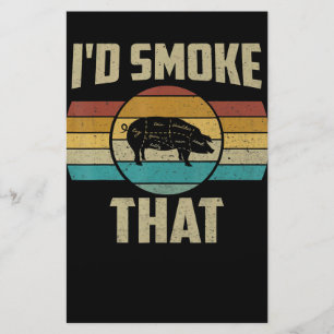 Id Smoke That Funny Retro BBQ Pig Meat Grill Gifts Stationery