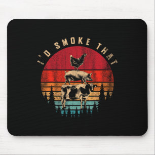 Id Smoke That Funny Smoked Meat Bbq Chef Barbecue Mouse Pad