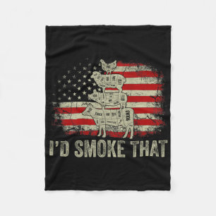 Id Smoke That Grillers Chef Pitmaster Outdoor Camp Fleece Blanket