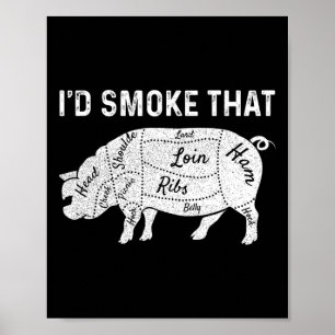 Id Smoke That Grilling Meat Bbq Smoker Father's Da Poster