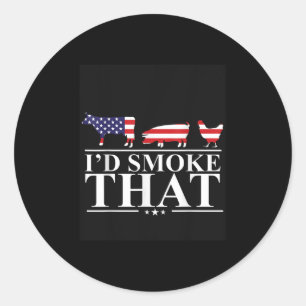 Id Smoke That Meat Pitmaster Grill Gift Funny Bbq  Classic Round Sticker