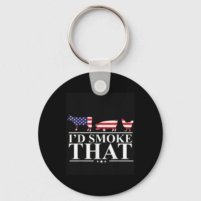 Id Smoke That Meat Pitmaster Grill Gift Funny Bbq  Key Ring (Front)