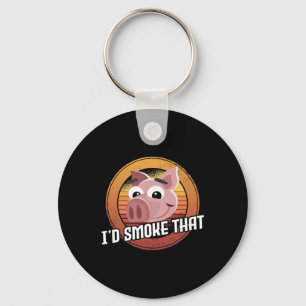 Id Smoke That Pig Pork Bbq Meat Smoker Barbecue Me Key Ring