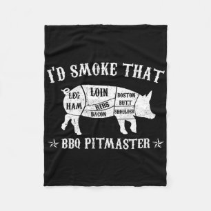 Id Smoke That T Shirt Pig Pitmaster Funny Bbq Smok Fleece Blanket