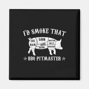 Id Smoke That T Shirt Pig Pitmaster Funny Bbq Smok Magnet