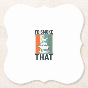 Id Smoke That Vintage BBQ Farm Animals Design Paper Coaster