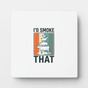 Id Smoke That Vintage BBQ Farm Animals Design Plaque
