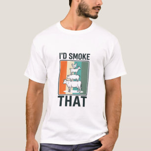 Id Smoke That Vintage BBQ Farm Animals Design T-Shirt