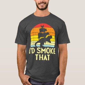 Id Smokehat Chicken Pork Beefre Retro Dinosaur Bbq T-Shirt