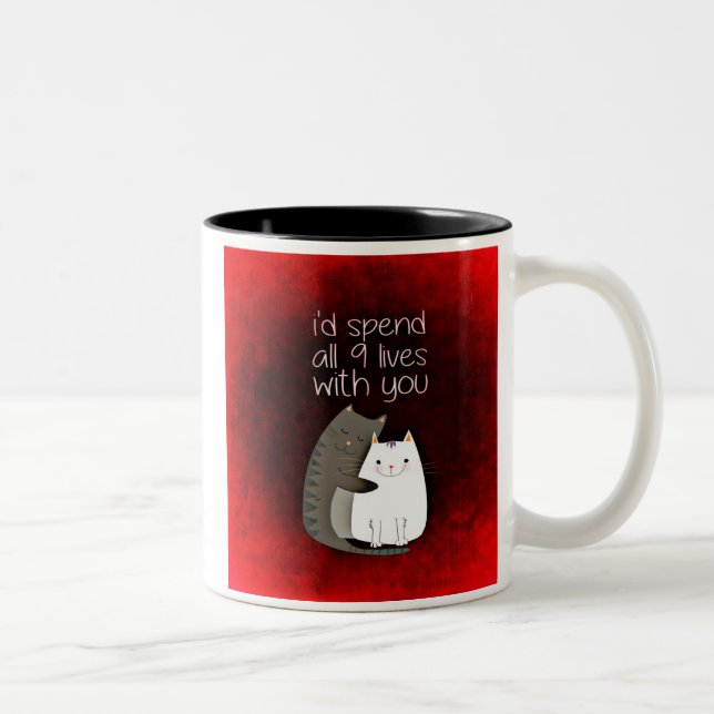 I'd Spend All 9 Lives With You Cat Coffee Mug (Right)