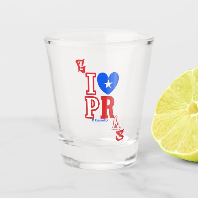 I'd ❤ to Pour Shots for Pretty Porto Rocks Shot Glass (Front)