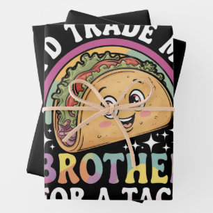 I'd Trade My Brother For A Taco Cinco De Mayo Wrapping Paper Sheet