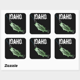 IDAHO BASS - HERE FISHY FISHY - STRIKING IDAHO SQUARE STICKER