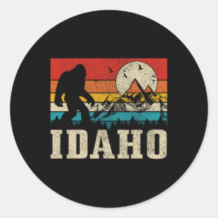 Idaho Bigfoot Vintage Mountains Hiking Camping Hun Classic Round Sticker