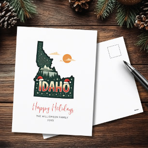 Idaho Christmas State Map Happy Holidays  Holiday Postcard
