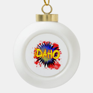 Idaho Comic Exclamation Ceramic Ball Christmas Ornament