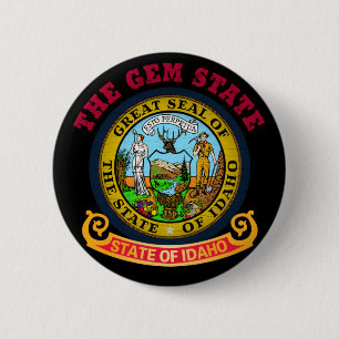 IDAHO CROSSROADS STATE FLAG 6 CM ROUND BADGE