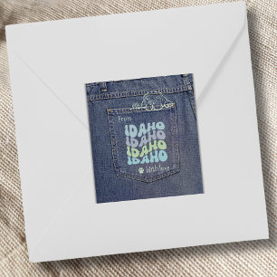 Idaho Dog in Jean Pocket Classic Square Sticker