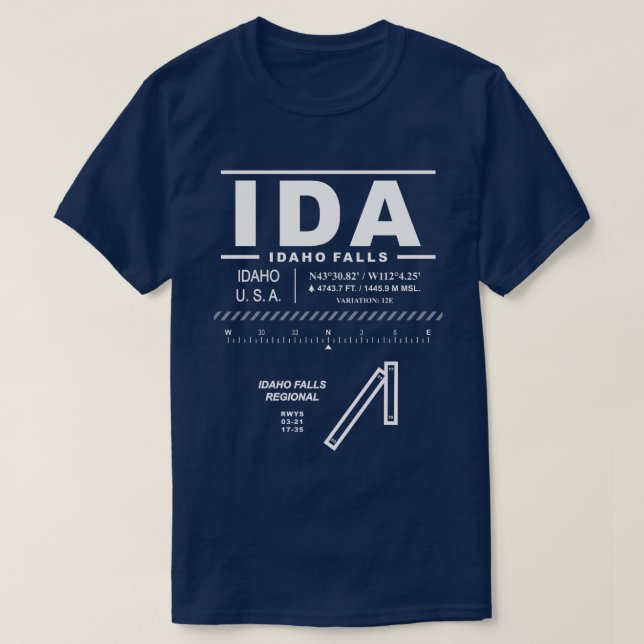 Idaho Falls Regional Airport IDA T-Shirt (Design Front)
