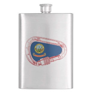 Idaho Flag Climbing Carabiner Hip Flask