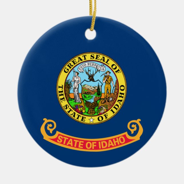 Idaho Flag: the Gem State, America Mountain West Ceramic Ornament (Front)