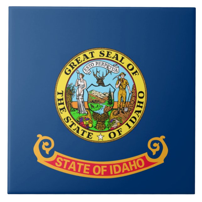 Idaho Flag: the Gem State, America Mountain West Ceramic Tile (Front)