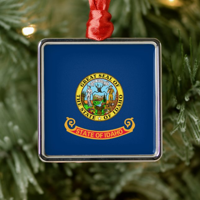 Idaho Flag: the Gem State, America Mountain West Metal Ornament (Tree)