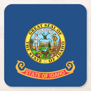 Idaho Flag: the Gem State, America Mountain West Square Paper Coaster