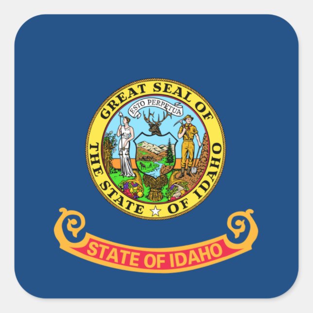 Idaho Flag: the Gem State, America Mountain West Square Sticker (Front)