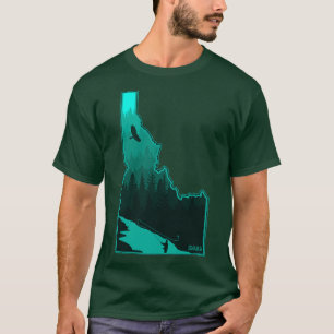 Idaho Fly Retro Fly Fishing Wild Trout River Aqua  T-Shirt