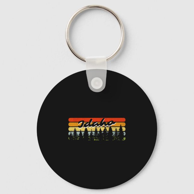 Idaho Forest Sunset Trees Cabin Theme Souvenir  Key Ring (Front)
