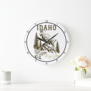 Idaho Gem State Mountain Goat Large Clock