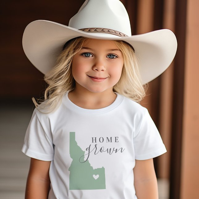 Idaho Home Grown | Editable Colours State Map Baby T-Shirt (Creator Uploaded)