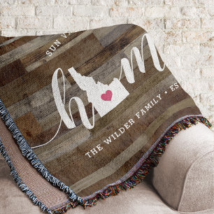 Idaho Home State Personalised Rustic Wood Look Throw Blanket
