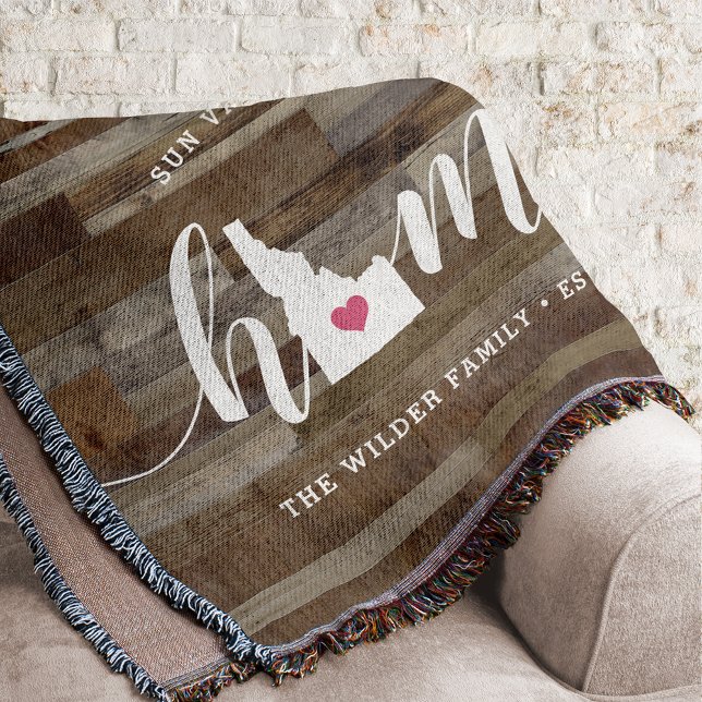 Idaho Home State Personalised Rustic Wood Look Throw Blanket (Creator Uploaded)
