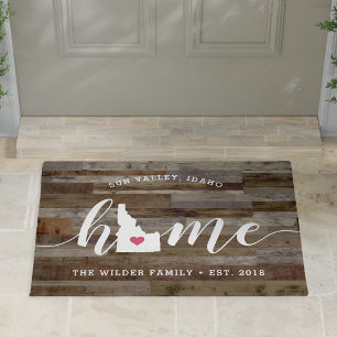 Idaho Home State Personalised Wood Look Doormat
