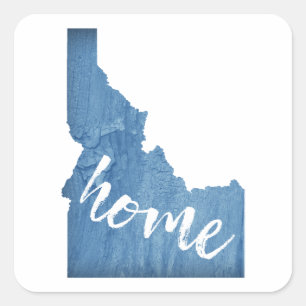 Idaho Home Wood Grain Square Sticker
