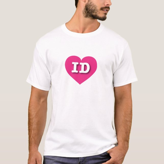 Idaho Hot Pink Heart - I love ID T-Shirt (Front)