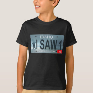 Idaho "I Saw 1" Sasquatch License Plate T-Shirt