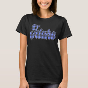 Idaho ID Plaid Script Text Pride For Women Men T-Shirt