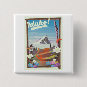 Idaho! landscape travel poster 15 cm square badge