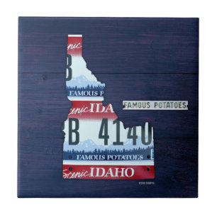 Idaho License Plate Map Ceramic Tile