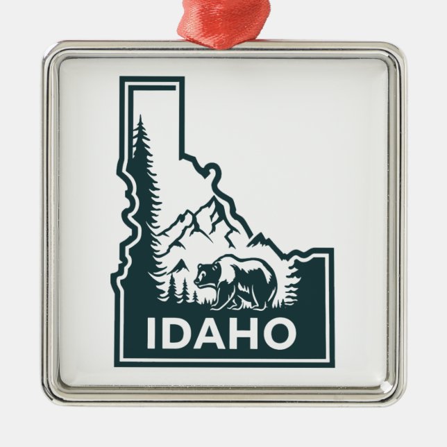 Idaho Map Bear Metal Ornament (Front)