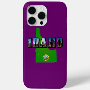 Idaho Map, Seal and Picture Text iPhone 15 Pro Max Case